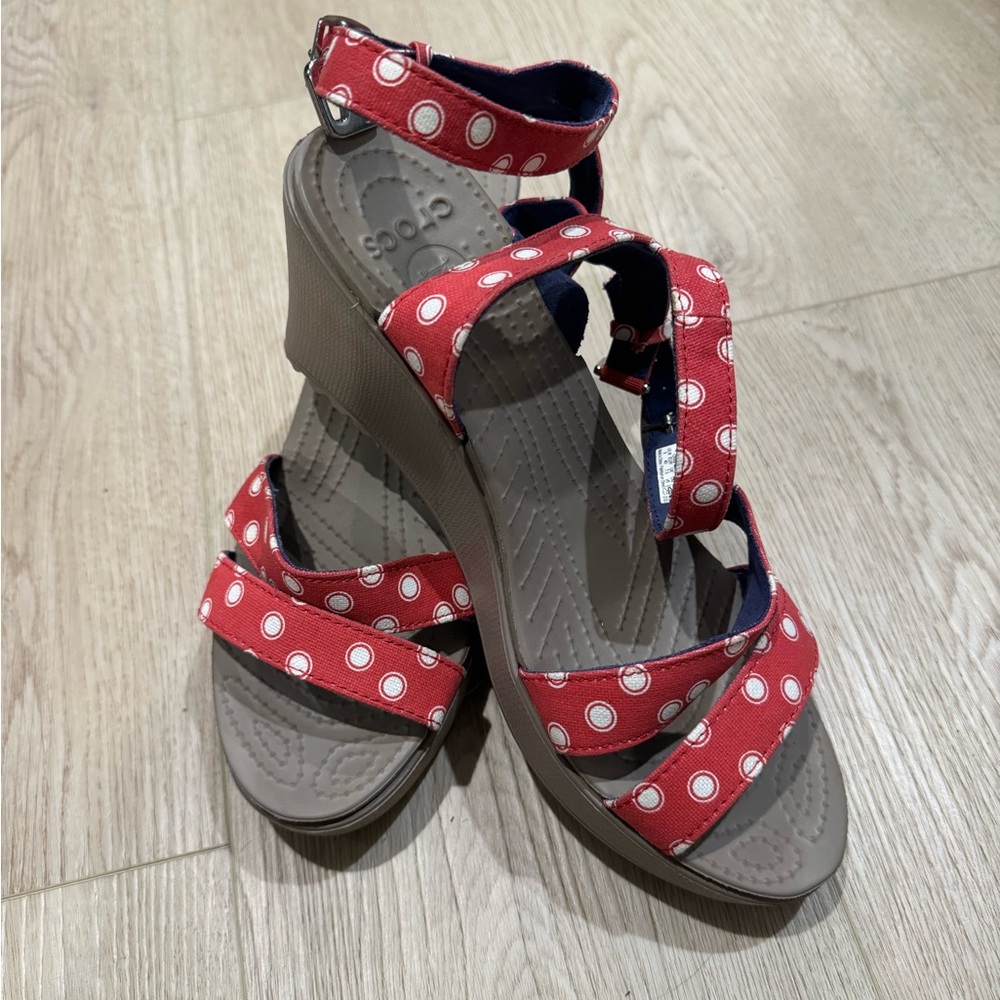 Crocs cross strap wedge sandals
